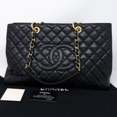 GST XL Grand Shopping Tote Black Caviar Gold