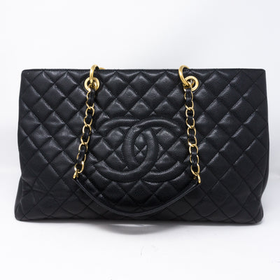 GST XL Grand Shopping Tote Black Caviar Gold
