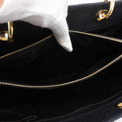 GST XL Grand Shopping Tote Black Caviar Gold