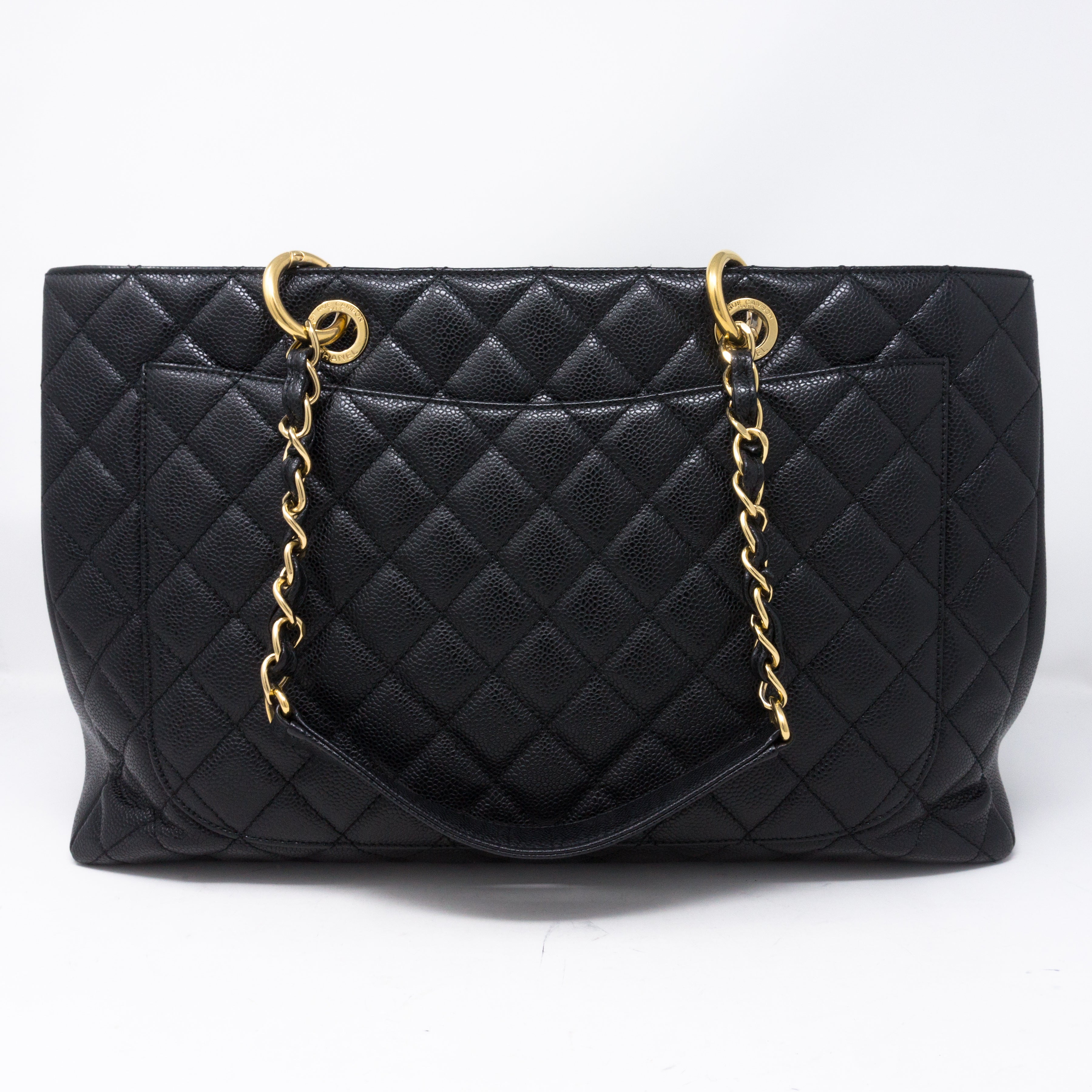 GST XL Grand Shopping Tote Black Caviar Gold