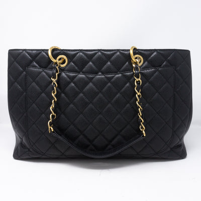GST XL Grand Shopping Tote Black Caviar Gold