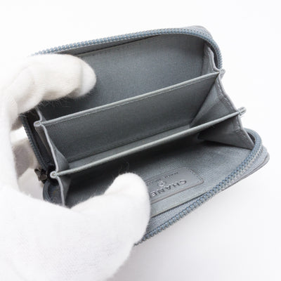 Boy Zipped Coin Purse Gray Leather