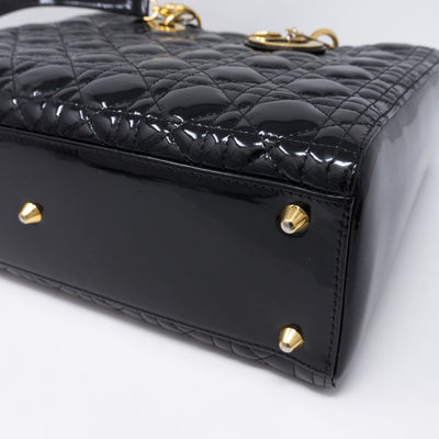 Lady Dior Large Black Patent Leather