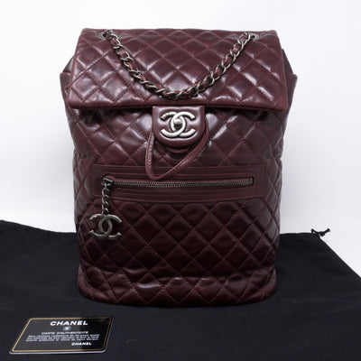 Mountain Backpack Large Quilted Burgundy Glazed Leather