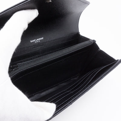 Large Monogram Flap Wallet Black Leather