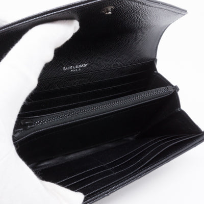 Large Monogram Flap Wallet Black Leather