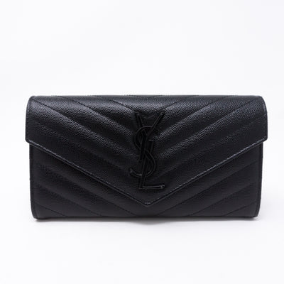 Large Monogram Flap Wallet Black Leather