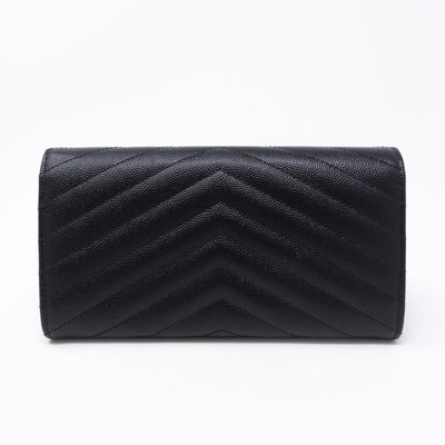 Large Monogram Flap Wallet Black Leather