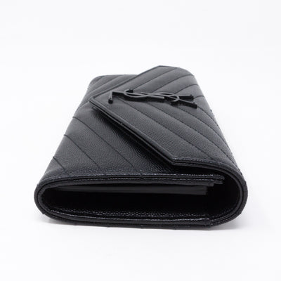 Large Monogram Flap Wallet Black Leather