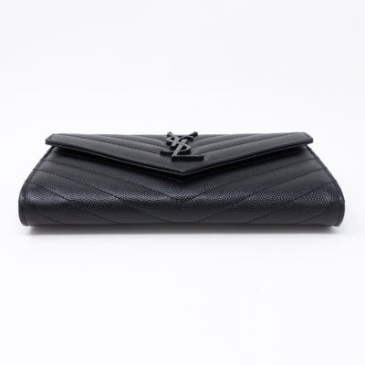 Large Monogram Flap Wallet Black Leather
