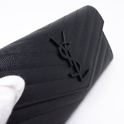 Large Monogram Flap Wallet Black Leather
