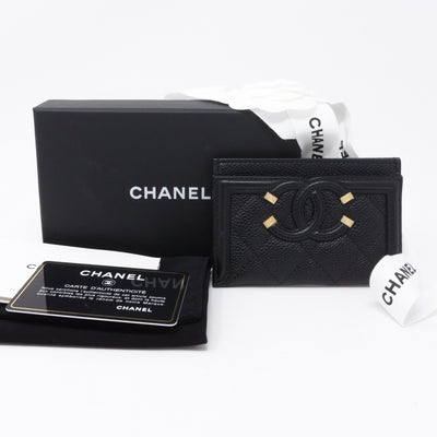 Card Holder CC Filigree Black Caviar Leather