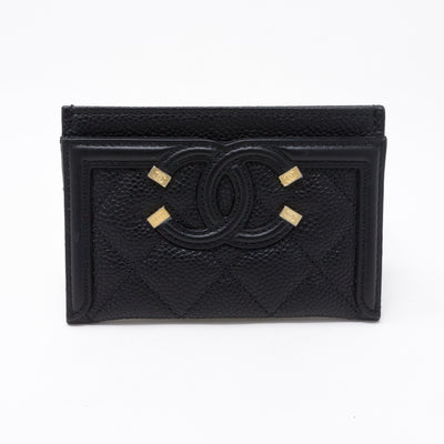 Card Holder CC Filigree Black Caviar Leather