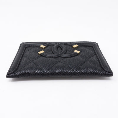 Card Holder CC Filigree Black Caviar Leather