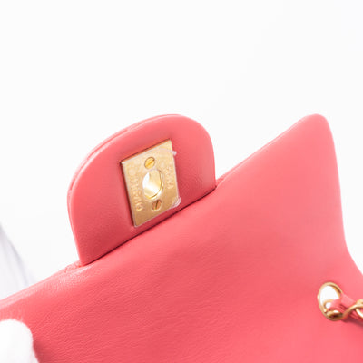 Classic Single Flap Mini Charms Pink Leather