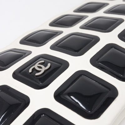 Squares Pouch Black & White Leather