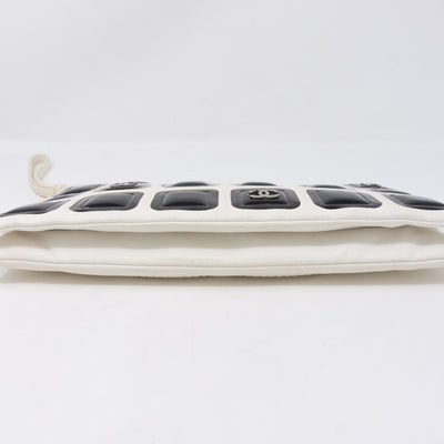 Squares Pouch Black & White Leather