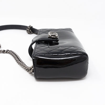 Mini Phone Holder Chain Black Patent Leather