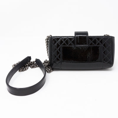 Mini Phone Holder Chain Black Patent Leather