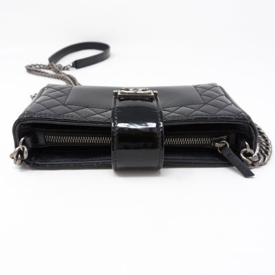 Mini Phone Holder Chain Black Patent Leather