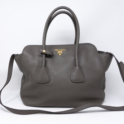 Two-way Handbag Gray Leather
