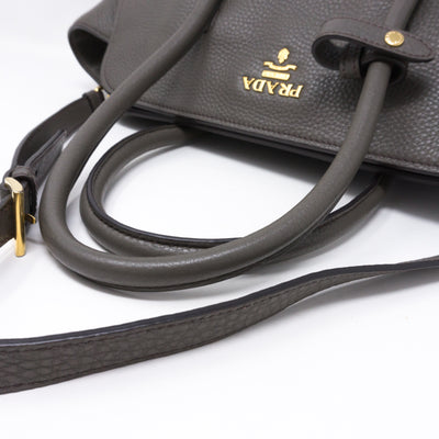 Two-way Handbag Gray Leather