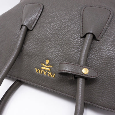 Two-way Handbag Gray Leather