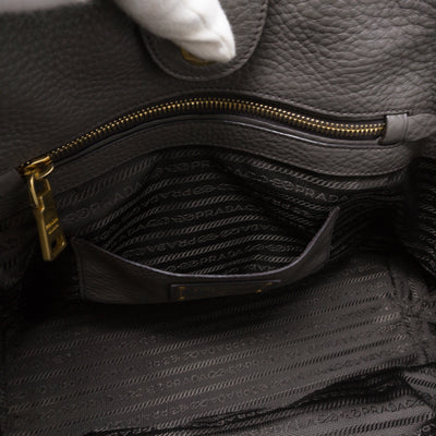Two-way Handbag Gray Leather
