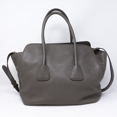 Two-way Handbag Gray Leather