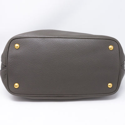 Two-way Handbag Gray Leather