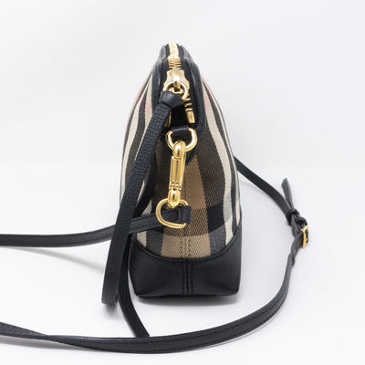 House Check Black Leather Crossbody Bag