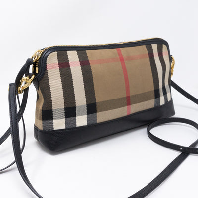 House Check Black Leather Crossbody Bag