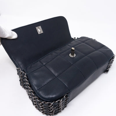 Multiple Chain Flap Bag Navy Blue