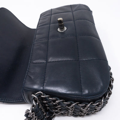 Multiple Chain Flap Bag Navy Blue