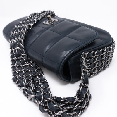 Multiple Chain Flap Bag Navy Blue