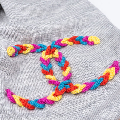 Colorful CC Long Scarf Gray Wool & Silk