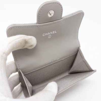 Classic Flap Card Case Gray Lambskin