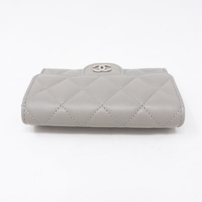 Classic Flap Card Case Gray Lambskin