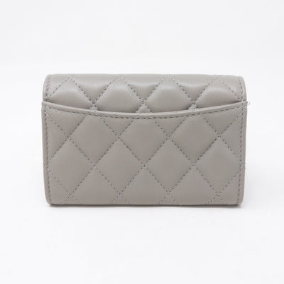 Classic Flap Card Case Gray Lambskin