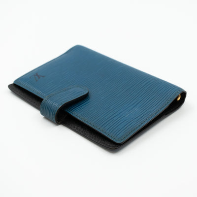 Small Ring Agenda Cover Epi Leather Blue