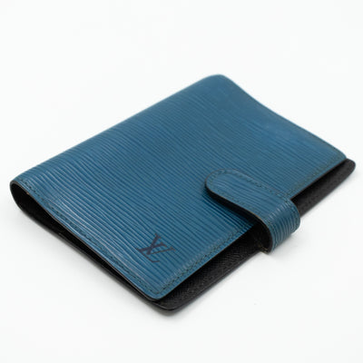 Small Ring Agenda Cover Epi Leather Blue
