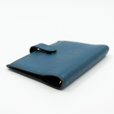 Small Ring Agenda Cover Epi Leather Blue