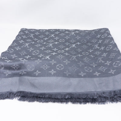 Monogram Shine Shawl Charcoal Gray