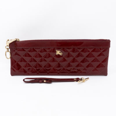 Quilted Clutch Burgundy Patent Leather