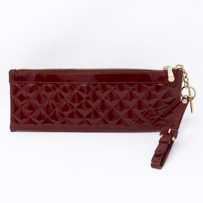 Quilted Clutch Burgundy Patent Leather