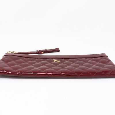 Quilted Clutch Burgundy Patent Leather