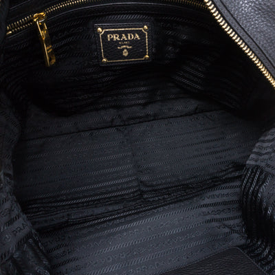 Two-way Handbag Black Leather