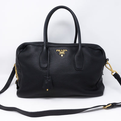 Two-way Handbag Black Leather