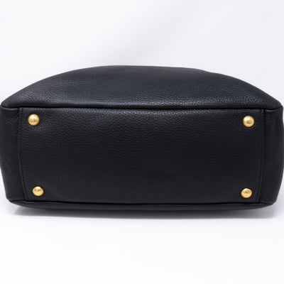 Two-way Handbag Black Leather