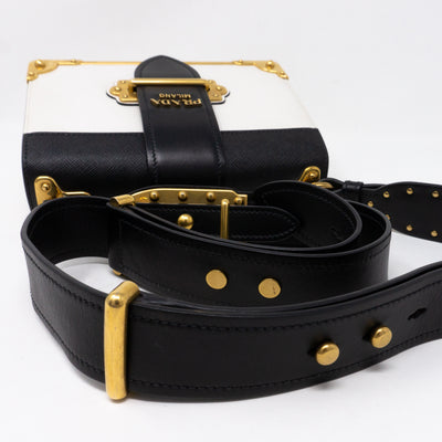 Cahier White Black Leather Bag